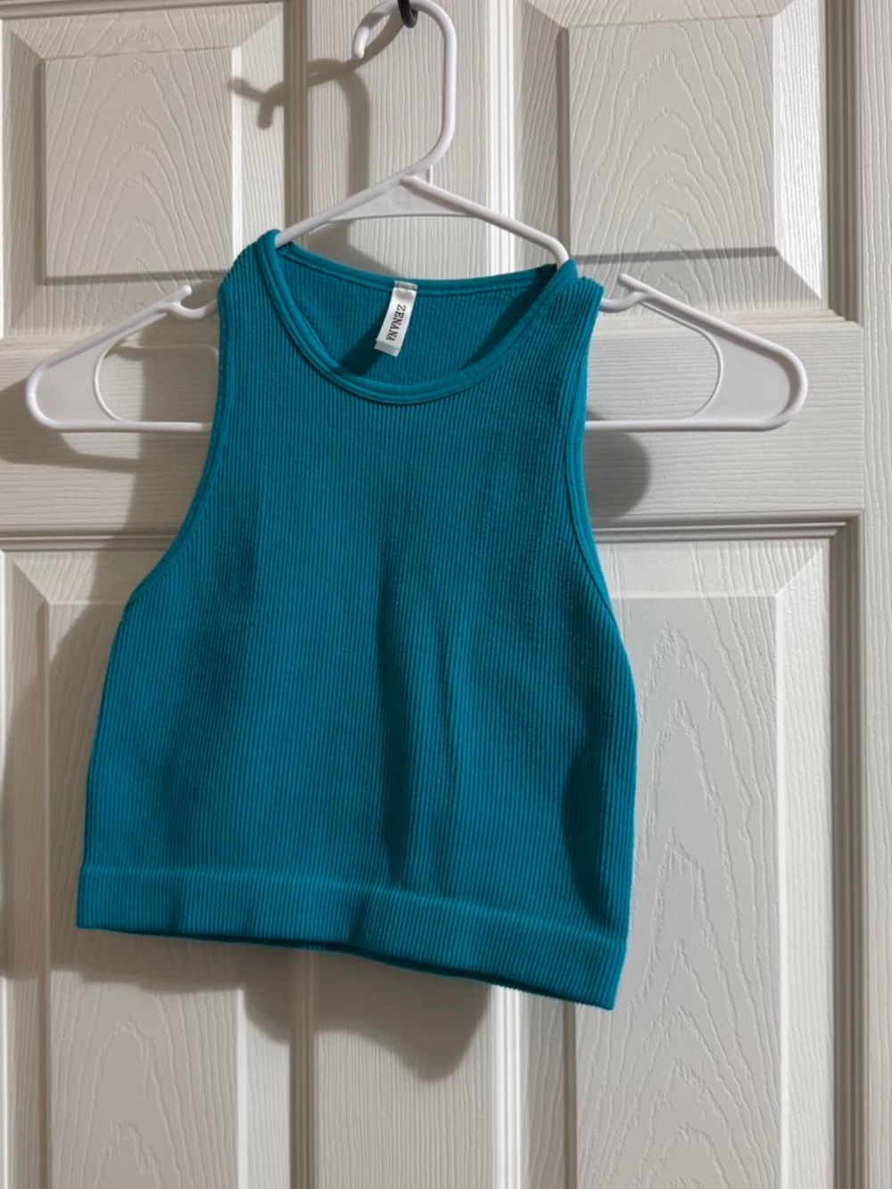 Zenana Outfitters Teal Ribbed Cropped Tank